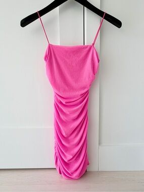 Princess Polly Hot Pink Ruched Slip Mini Dress